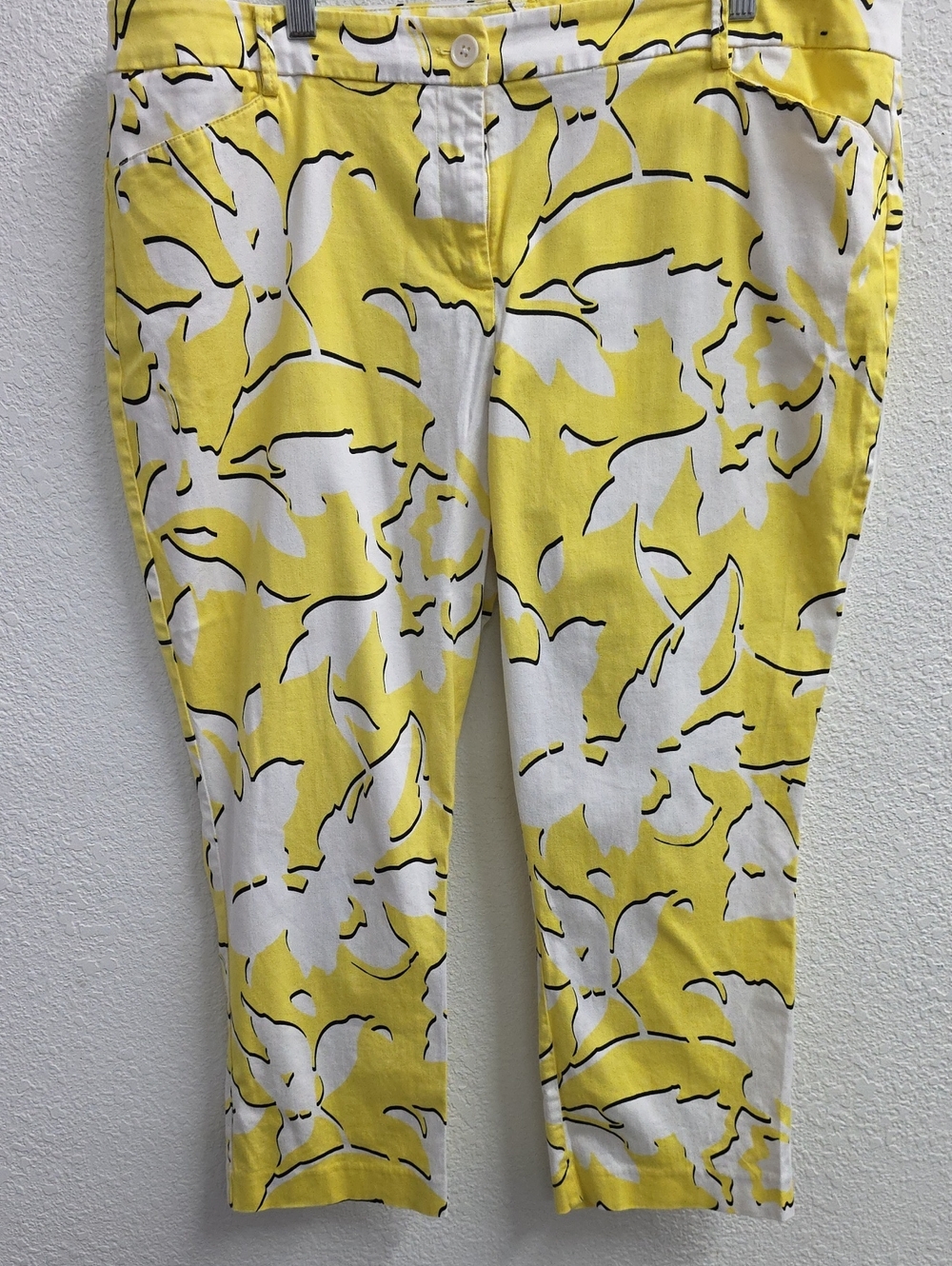 New York & Co Yellow Crop Pants Size 18 Cotton Stretch